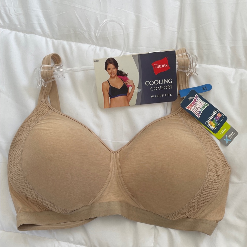 Hanes Wirefree Cooling Comfort Bra - Beige